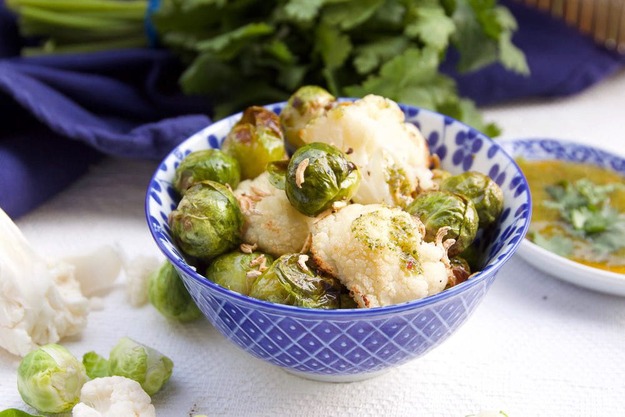 Brussels sprouts with cauliflower and Asian dressing