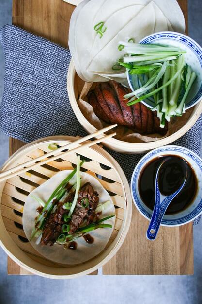 Peking duck pancakes