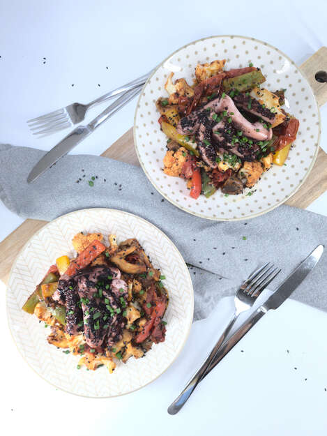 Koreaanse Stir Fry met octopus
